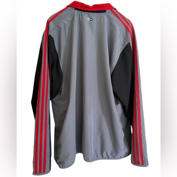 Vintage Adidas Sporty Gray Windbreaker Red Three Stripe Design Men’s Size XL - Picture 8 of 10